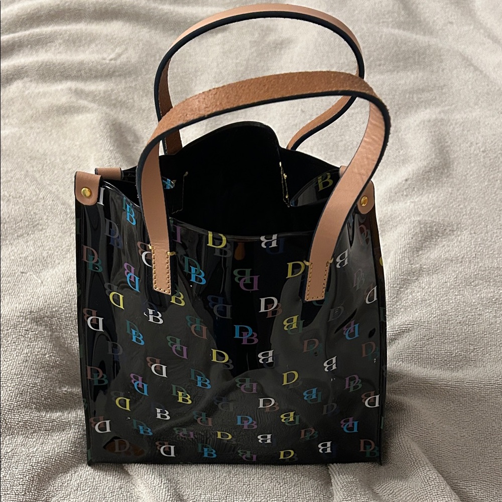 Dooney & Bourke Black Lunch Tote with Multicolor Logo